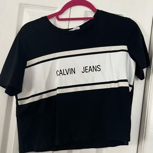 black calvin klein crop tee